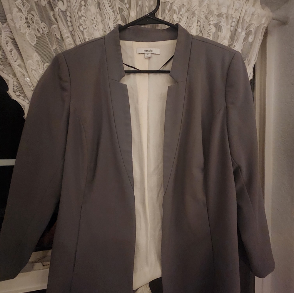 Kenzie Blazer Medium Gray Notched Collar